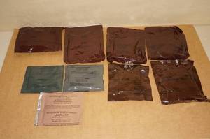 lot 126 image: Assorted MRE Items - Peaches, Bread, Beverages