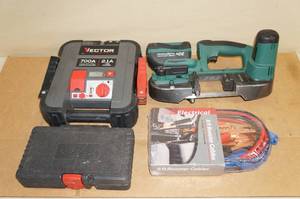 lot 153 image: Cordless Band Saw, Jump Starter, Hand Tools