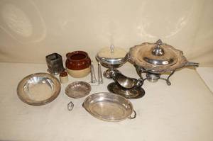 lot 158 image: Silver Plate Dishes - Some Stoneware