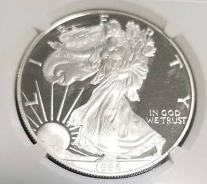1996 PROOF AMERICAN SILVER EAGLE PF69 ULTRA CAMEO NGC