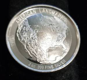 2 TROY OZ. .999 FINE SILVER LIBERTY ISLAND HIGH RELIEF ROUND