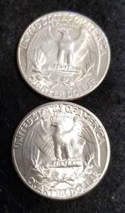 2 UNC SILVER WASHINGTON QUARTERS 1945 1948