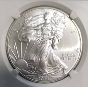 2014(S) AMERICAN SILVER EAGLE 1 TROY OZ. .999 FINE SILVER MS69 NGC