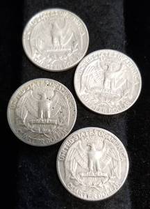 4 SILVER WASHINGTON QUARTERS AS PICTURED
