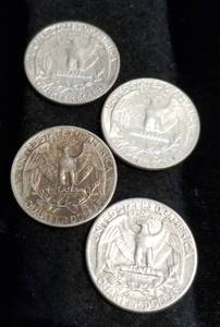 GROUP OF 4 US 90% SILVER WASHINGTON QUARTERS