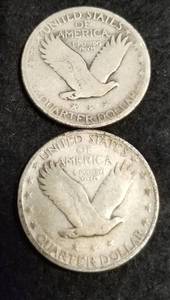 2 STANDING LIBERTY SILVER QUARTERS 1927 1930-S