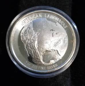 2 TROY OZ. .999 FINE SILVER LIBERTY ISLAND HIGH RELIEF ROUND IN AIRTITE