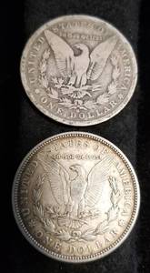 2 US MORGAN SILVER DOLLARS 1882-O 1921