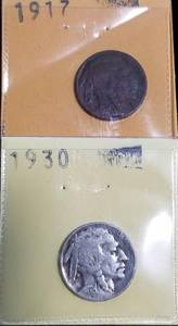 2 BUFFALO NICKELS 1917 1930