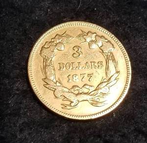 1877 US $3 GOLD INDIAN PRINCESS LOW MINTAGE