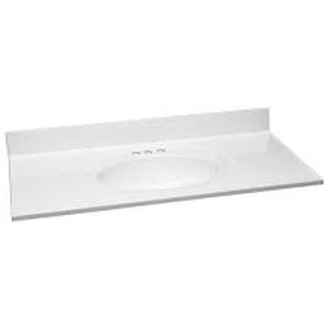 43 in. W x 22 in. D Cultured Marble Vanity Top in Solid White with Solid White Basin and 4 in. Faucet Spread by Design House- open box not used - SEE PICTURES