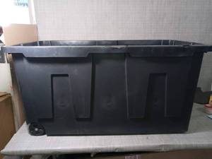 70 Gal. Tough Storage Bin in Black with Wheelsby HDX- no lid - SEE PICTURES