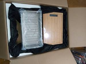 All-in-One Undermount Stainless Steel 27 in. Single Bowl Kitchen Workstation Sink with Faucet and Accessories Kit by Glacier Bay- open box not used - SEE PICTURES