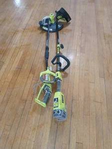 18-Volt Lithium-Ion Cordless Attachment Capable Brushless String Trimmer by RYOBI - set of 2 - mixed conditions - SEE PICTURES
