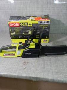 ONE 10 in. 18-Volt Lithium-Ion Cordless Battery Chainsaw (Tool Only) by RYOBI-open box not used - SEE PICTURES