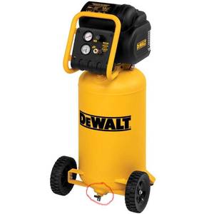 lot 7 image: Dewalt 15 Gal. Portable Electric Air Compressor, D55168 - Missing Tank Plug and Has Cracked Motor Housing.