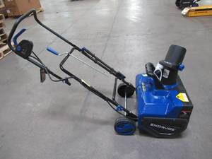 lot 10 image: Snow Joe 22 in. 15 Amp Electric Snow Blower with Dual LED Lights SJ627E - Missing Chute Handle Extension and No Hole Drilled to attach handle.