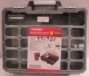 lot 900 image: Husky 16-12 in. X  12 In 8-Bin Deep Pro Small Parts Organizer, Black