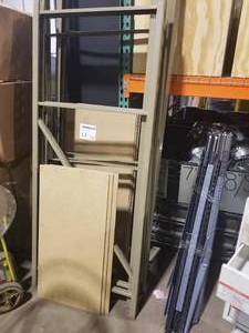 lot 13 image: Lot of (2) Metal Shelving Units   with Wood Shelving
