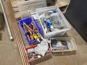 lot 45 image: Lot of Misc. Tools and Electrical Components (in 4 plastic bins)