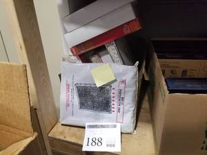 lot 188 image: Lot of (Approximately 118) Evaporator Pad (in boxes, on shelf)