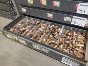 lot 203 image: Hardware - Brass Pipe Fittings (in 1 drawer)