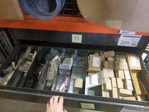 lot 210 image: Hardware - Robertshaw Nat-LP Gas Conversion, Enthalpy Sensor, LP Pilot Burner, Lockout Timer 990-141-1, Misc. HVAC Parts (in 1 drawer)