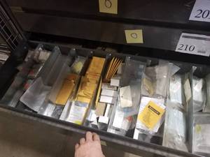 lot 211 image: Hardware - Honeywell LP Gas Conversion, Robertshaw Replavcement Sensing Regulator Assembly, Johnson Controls Conversion Kit, Misc. HVAC Parts (in 1 drawer)