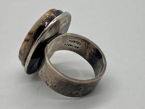 lot 1 image: Pair Vintage Native American Signed Sterling Silver Rings Murphy