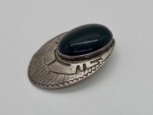 lot 3 image: Signed Douglas Etsitty Navajo Sterling & Onyx Pendant Pin