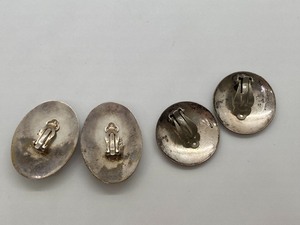 lot 4 image: 2 Pairs Vintage Navajo Signed Sterling Silver Earrings