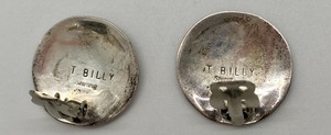 lot 27 image: Pair signed T. Billy Sterling Navajo Clip-on Earrings