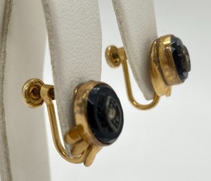 lot 47 image: Beautiful Antique 12k Gold Filled Onyx Earrings