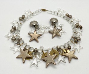 lot 53 image: 1960s Lucite & Silver Star Motif Necklace & Earrings Set