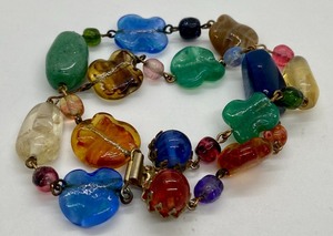 lot 83 image: Vintage Multicolor Glass Bead 2 Strand Bracelet