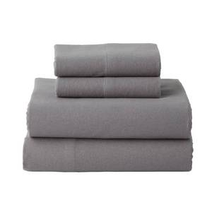 Solid Flannel 4-Piece Pewter Queen Sheet Set, EC51-Q-PEWTER, NEW