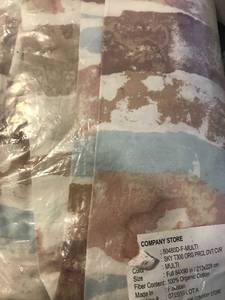 Sky Multicolored Geometric Organic Cotton Percale Full Duvet Cover,50480D-F-MULTI, NEW