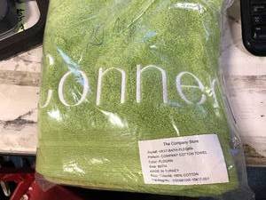 Cotton Field Green Solid Turkish Cotton Bath Towel, VK37-BATH-FLDGRN, NEW