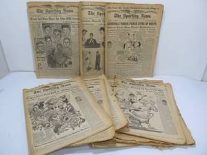 lot 59 image: Lot of 17 Vintage 1950s SPORTING NEWS Baseball Complete Newspapers