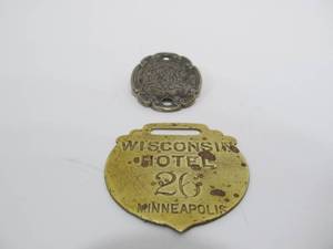 lot 67 image: 2 Old Vintage Saint Paul & Minneapolis Hotel Key TagsFobs