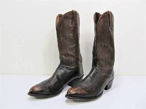 lot 76 image: Pair of LUCCHESE 200) Mens Leather Cowboy Boots - Size 10.5