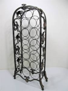 lot 79 image: Large Metal Wine Bottle Holder Stand