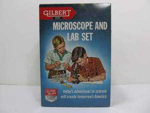 lot 81 image: Vintage GILBERT Toy Microscope & Lab Set wMetal Case