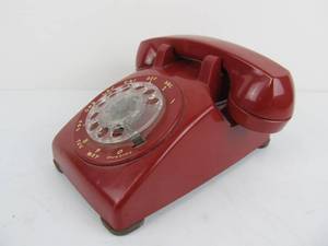 lot 118 image: Vintage Cherry Red Western Electric Rotary Telephone