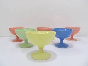 lot 24 image: Set of 6 Vintage Multi Colored Glass Dessert Bowls