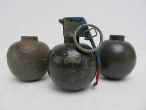 lot 38 image: 3 Vintage Military Inert Grenades