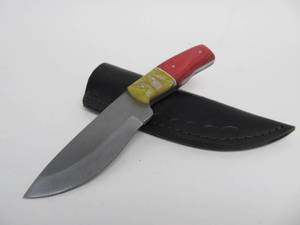 lot 103 image: Nice Fixed Blade 8 Knife wCustom Leather Sheath