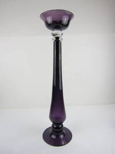 lot 108 image: LARGE Vintage Hand Blown Amethyst Purple Glass Pedestal Stand
