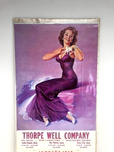lot 314 image: Large Vintage Bill Medcalf Pinup Advertising Calendar - Thorpe Well Company