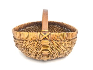 lot 318 image: Antique Hand Woven Flat-Bottom Splint Basket